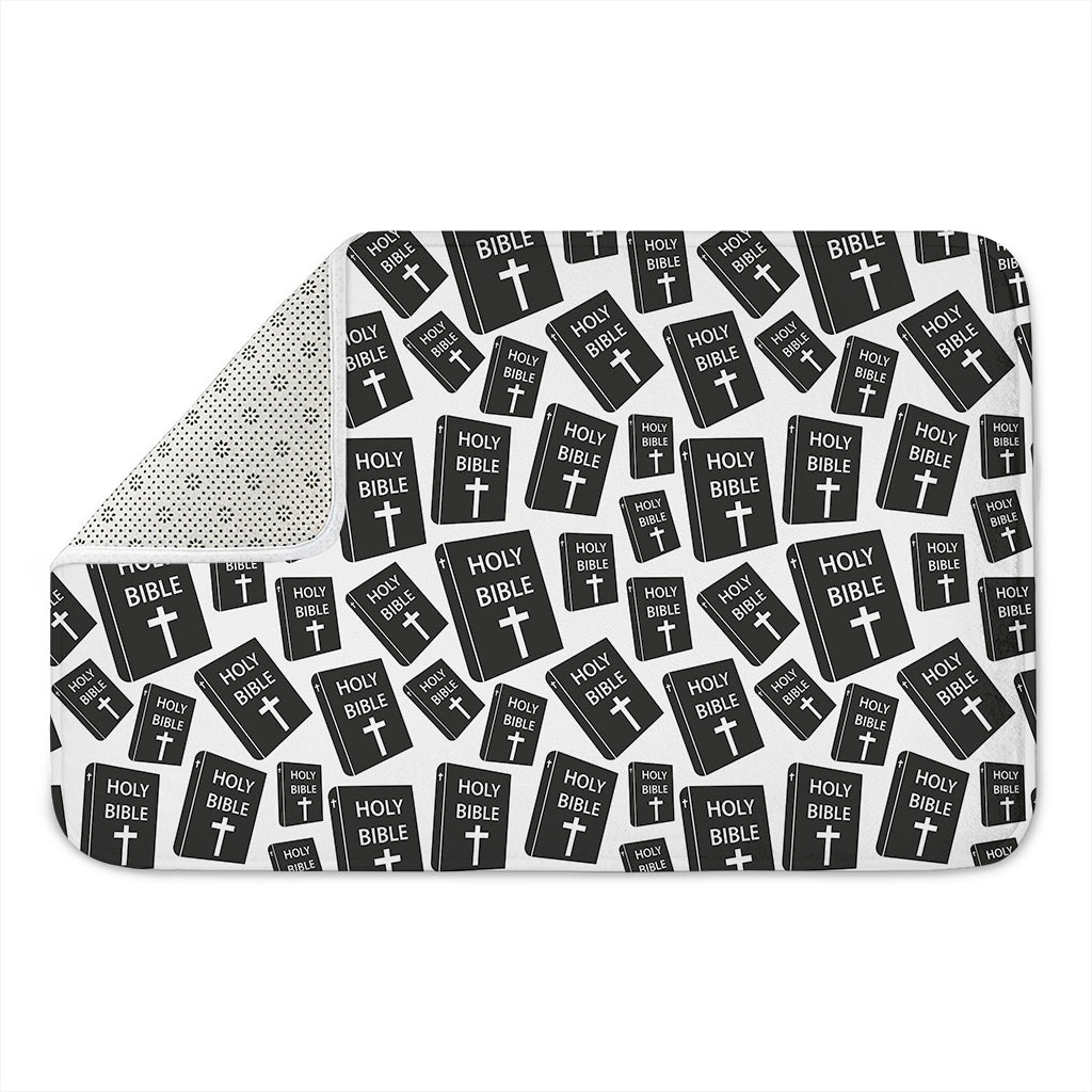 Black And White Holy Bible Pattern Print Indoor Door Mat