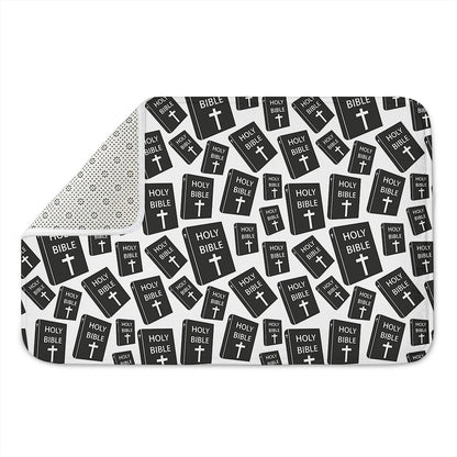 Black And White Holy Bible Pattern Print Indoor Door Mat