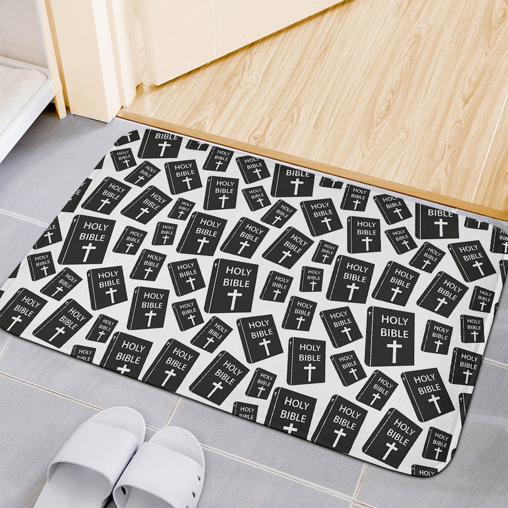 Black And White Holy Bible Pattern Print Indoor Door Mat