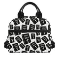 Black And White Holy Bible Pattern Print Insulated Lunch Bag