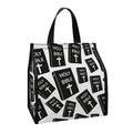 Black And White Holy Bible Pattern Print Insulated Lunch Tote