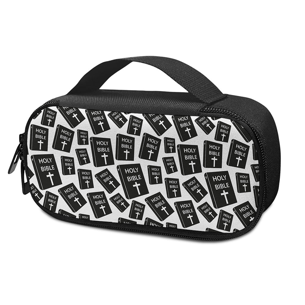 Black And White Holy Bible Pattern Print Insulin Cooler Travel Case
