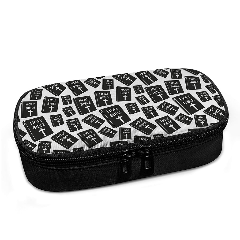 Black And White Holy Bible Pattern Print Insulin Cooler Travel Case