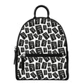 Black And White Holy Bible Pattern Print Leather Backpack