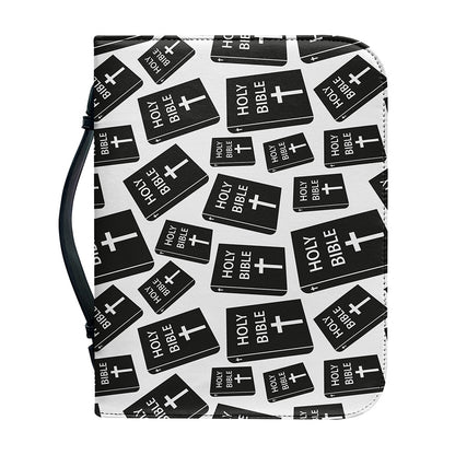 Black And White Holy Bible Pattern Print Leather Bible Cover