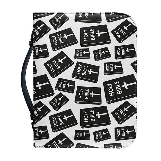 Black And White Holy Bible Pattern Print Leather Bible Cover