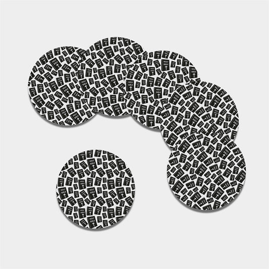 Black And White Holy Bible Pattern Print Leather Coaster Set