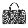 Black And White Holy Bible Pattern Print Leather Duffel Bag
