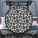 Black And White Holy Bible Pattern Print Leather Spare Tire Cover