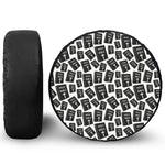 Black And White Holy Bible Pattern Print Leather Spare Tire Cover