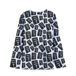 Black And White Holy Bible Pattern Print Long Sleeve Short Coat