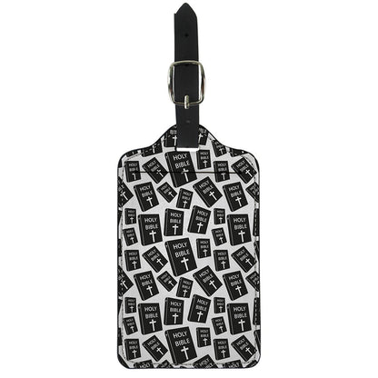 Black And White Holy Bible Pattern Print Luggage Tag