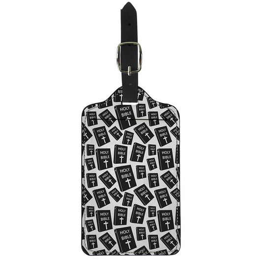 Black And White Holy Bible Pattern Print Luggage Tag