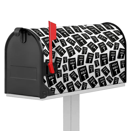 Black And White Holy Bible Pattern Print Mailbox Cover