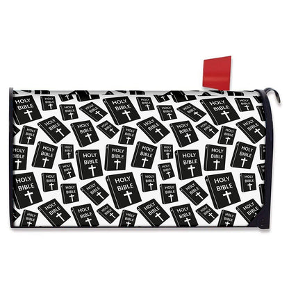 Black And White Holy Bible Pattern Print Mailbox Cover