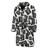 Black And White Holy Bible Pattern Print Men's Bathrobe