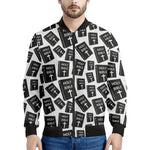 Black And White Holy Bible Pattern Print Men's Bomber Jacket