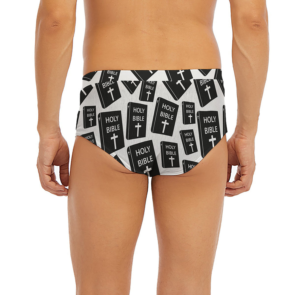 Black And White Holy Bible Pattern Print Men's Briefs