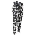 Black And White Holy Bible Pattern Print Men's Compression Pants