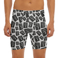 Black And White Holy Bible Pattern Print Men's Long Boxer Briefs