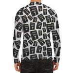 Black And White Holy Bible Pattern Print Men's Long Sleeve Rash Guard