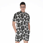 Black And White Holy Bible Pattern Print Men's Rompers