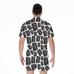 Black And White Holy Bible Pattern Print Men's Rompers