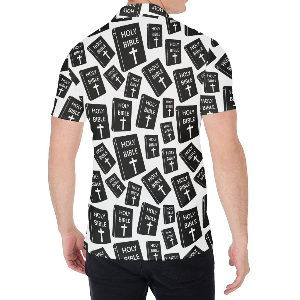 Black And White Holy Bible Pattern Print Men's Shirt