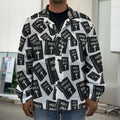 Black And White Holy Bible Pattern Print Men's Shirt Jacket