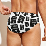 Black And White Holy Bible Pattern Print Men's Swim Briefs