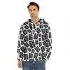 Black And White Holy Bible Pattern Print Men's Velvet Pullover Hoodie