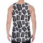 Black And White Holy Bible Pattern Print Men's Velvet Tank Top