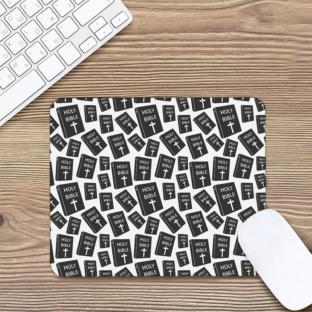 Black And White Holy Bible Pattern Print Mouse Pad