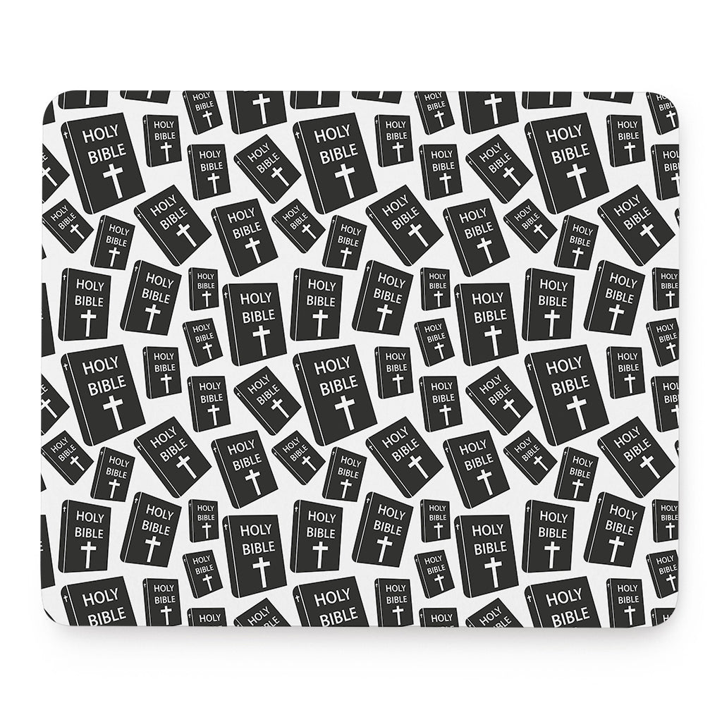 Black And White Holy Bible Pattern Print Mouse Pad