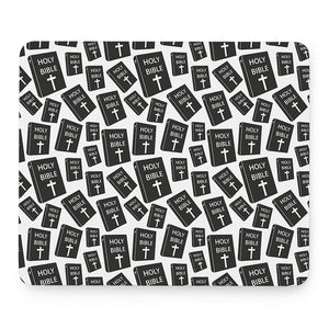 Black And White Holy Bible Pattern Print Mouse Pad