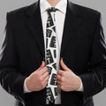 Black And White Holy Bible Pattern Print Necktie