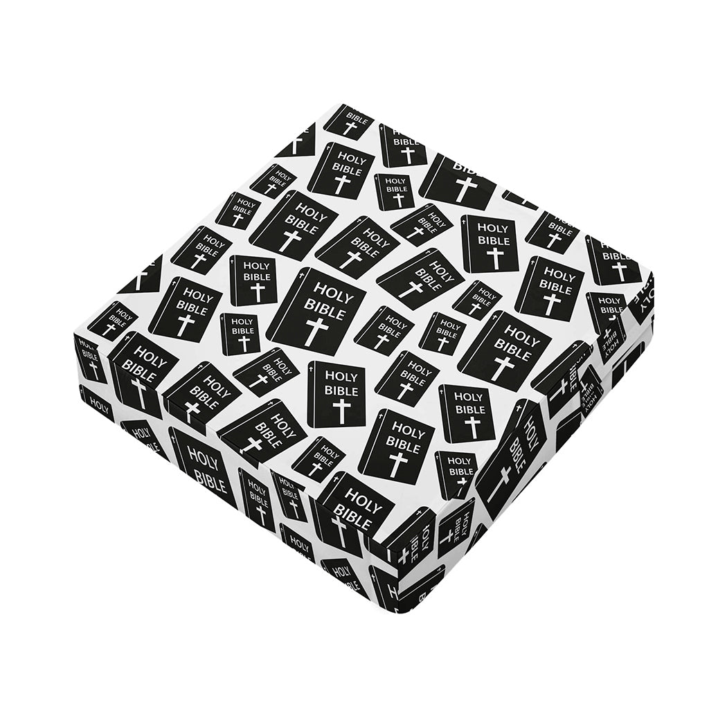 Black And White Holy Bible Pattern Print Outdoor Seat Cushion Cover