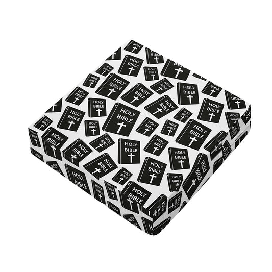 Black And White Holy Bible Pattern Print Outdoor Seat Cushion Cover