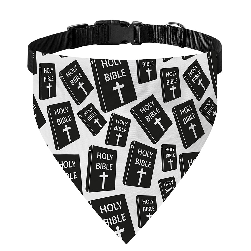 Black And White Holy Bible Pattern Print Over The Collar Dog Bandana