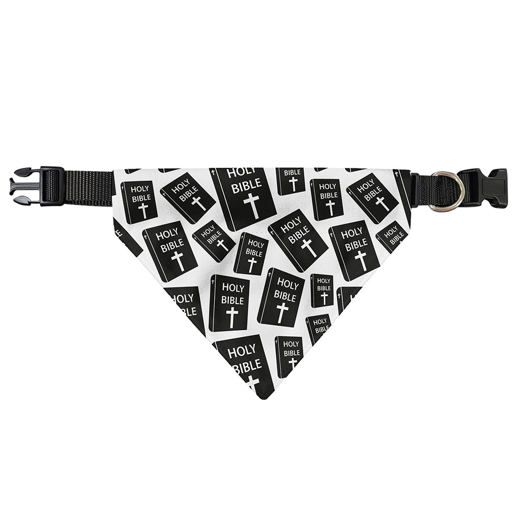 Black And White Holy Bible Pattern Print Over The Collar Dog Bandana