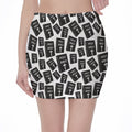 Black And White Holy Bible Pattern Print Pencil Mini Skirt
