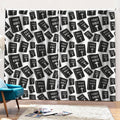 Black And White Holy Bible Pattern Print Pencil Pleat Curtains