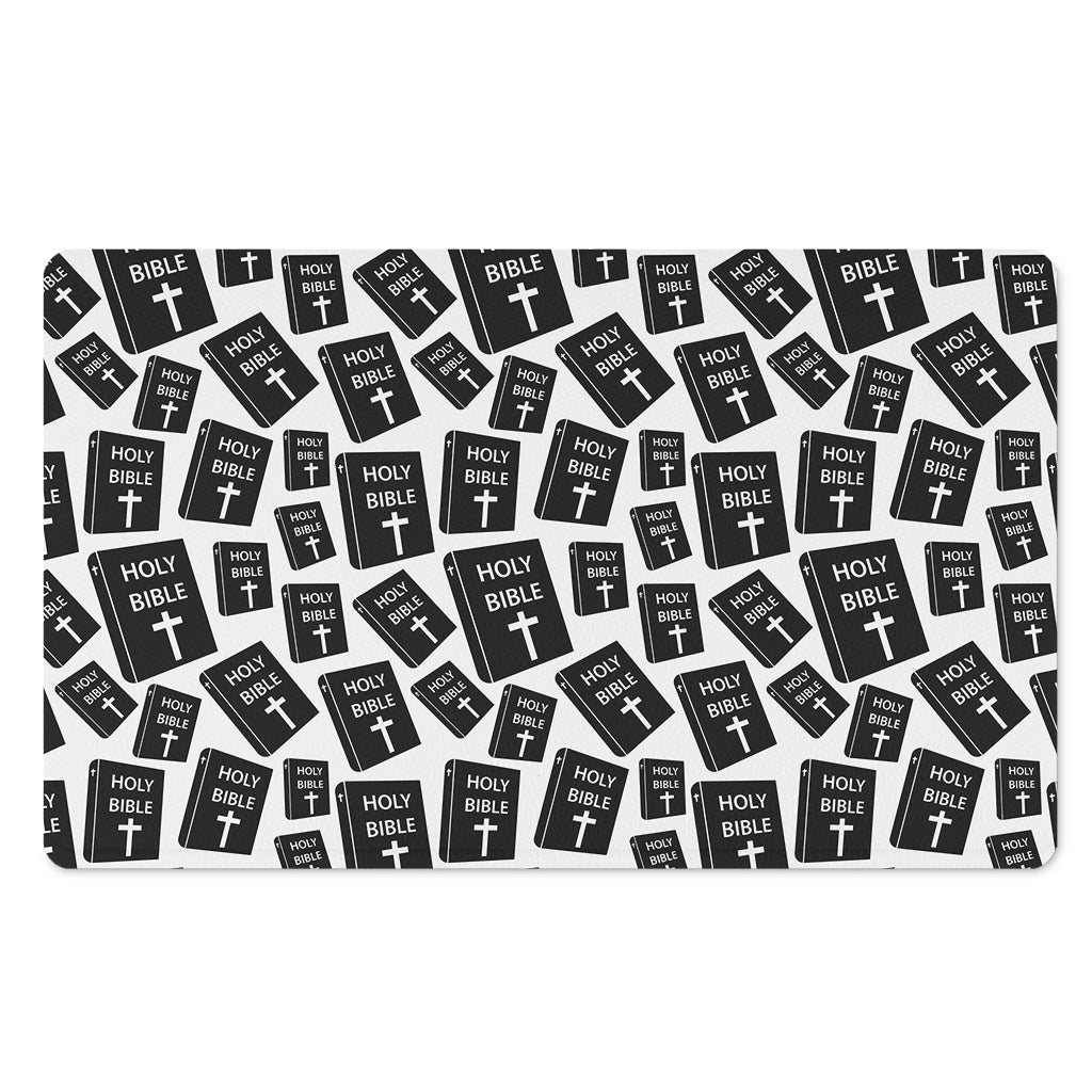 Black And White Holy Bible Pattern Print Polyester Doormat