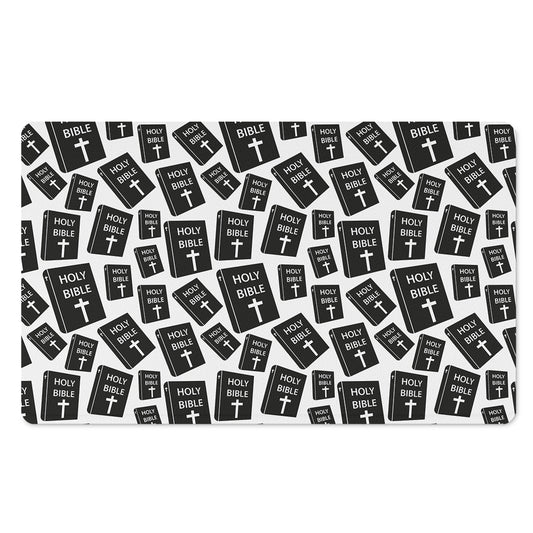 Black And White Holy Bible Pattern Print Polyester Doormat