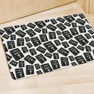 Black And White Holy Bible Pattern Print Polyester Doormat
