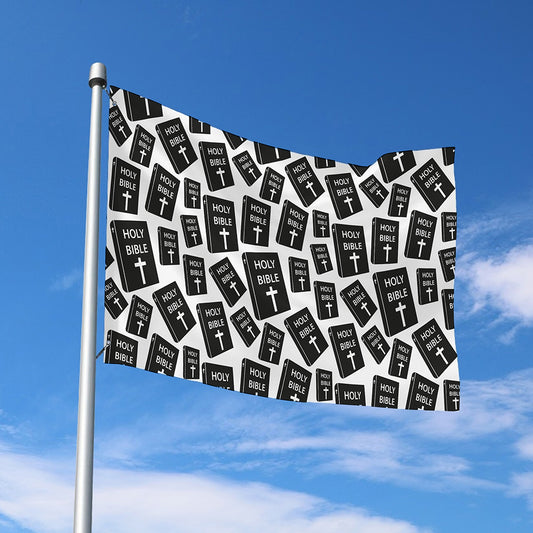 Black And White Holy Bible Pattern Print Polyester Flag