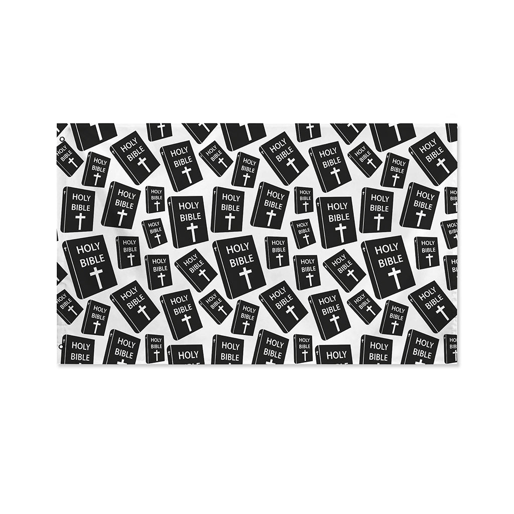 Black And White Holy Bible Pattern Print Polyester Flag