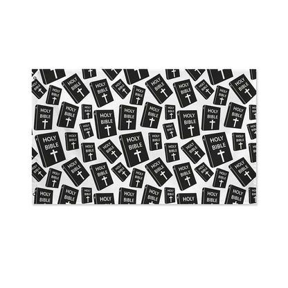 Black And White Holy Bible Pattern Print Polyester Flag