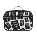 Black And White Holy Bible Pattern Print Portable Lunch Bag