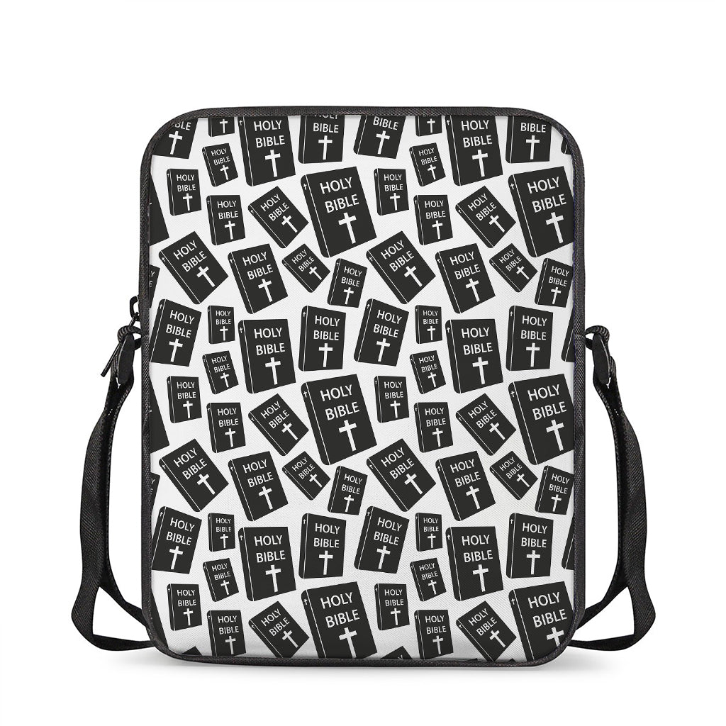 Black And White Holy Bible Pattern Print Rectangular Crossbody Bag